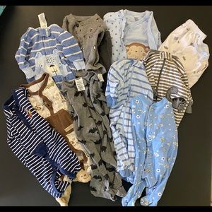 Newborn Sleep N Play Footies Organic Cotton LOT